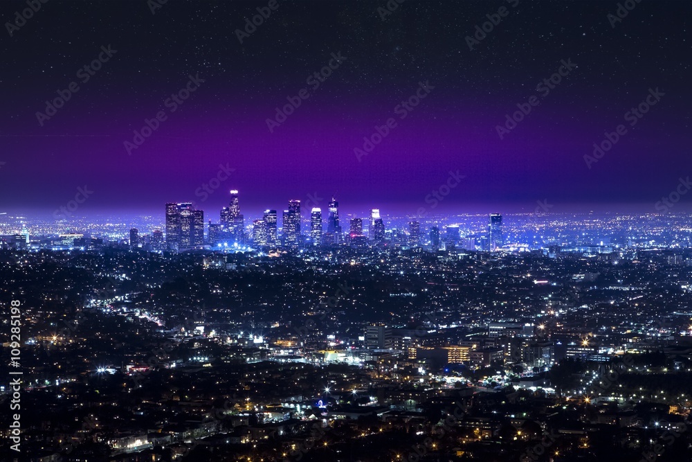 Los Angeles downtown skyline at night