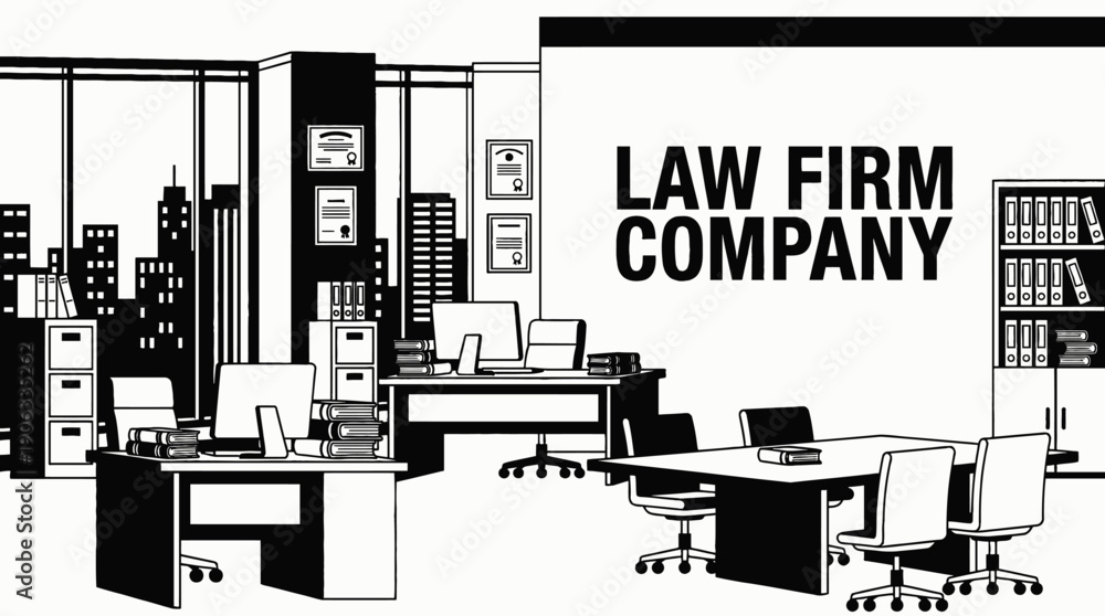 Professional legal office interior with modern furnishings